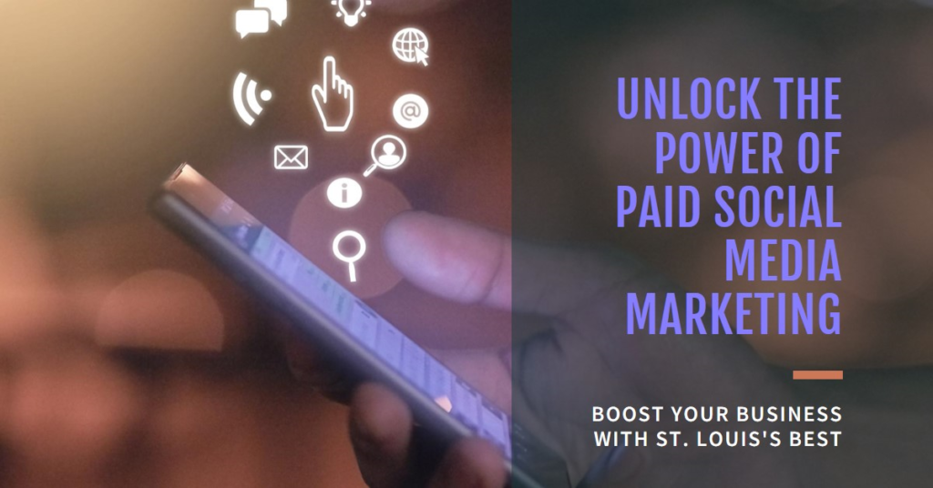 A hand holding a smartphone with icons for email, information, and social media floating above it, representing the impact of paid social media marketing on business outreach.